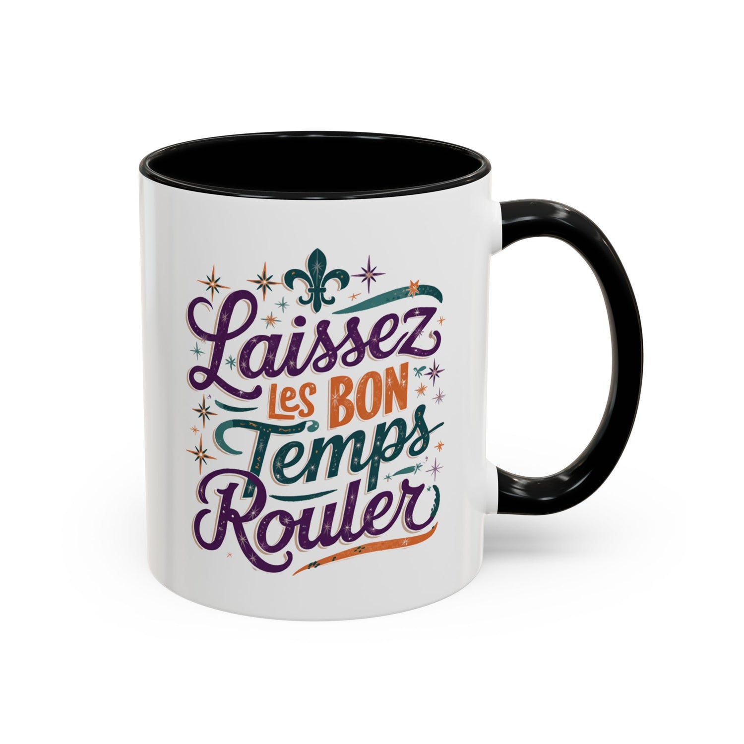 Vibrant Accent Coffee Mug - 'Laissez les Bon Temps Rouler', Perfect for Celebrations, Gifts, Coffee Lovers, Home Decor, and More