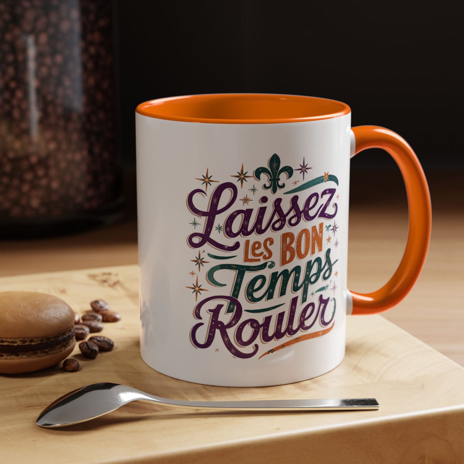 Vibrant Accent Coffee Mug - 'Laissez les Bon Temps Rouler', Perfect for Celebrations, Gifts, Coffee Lovers, Home Decor, and More