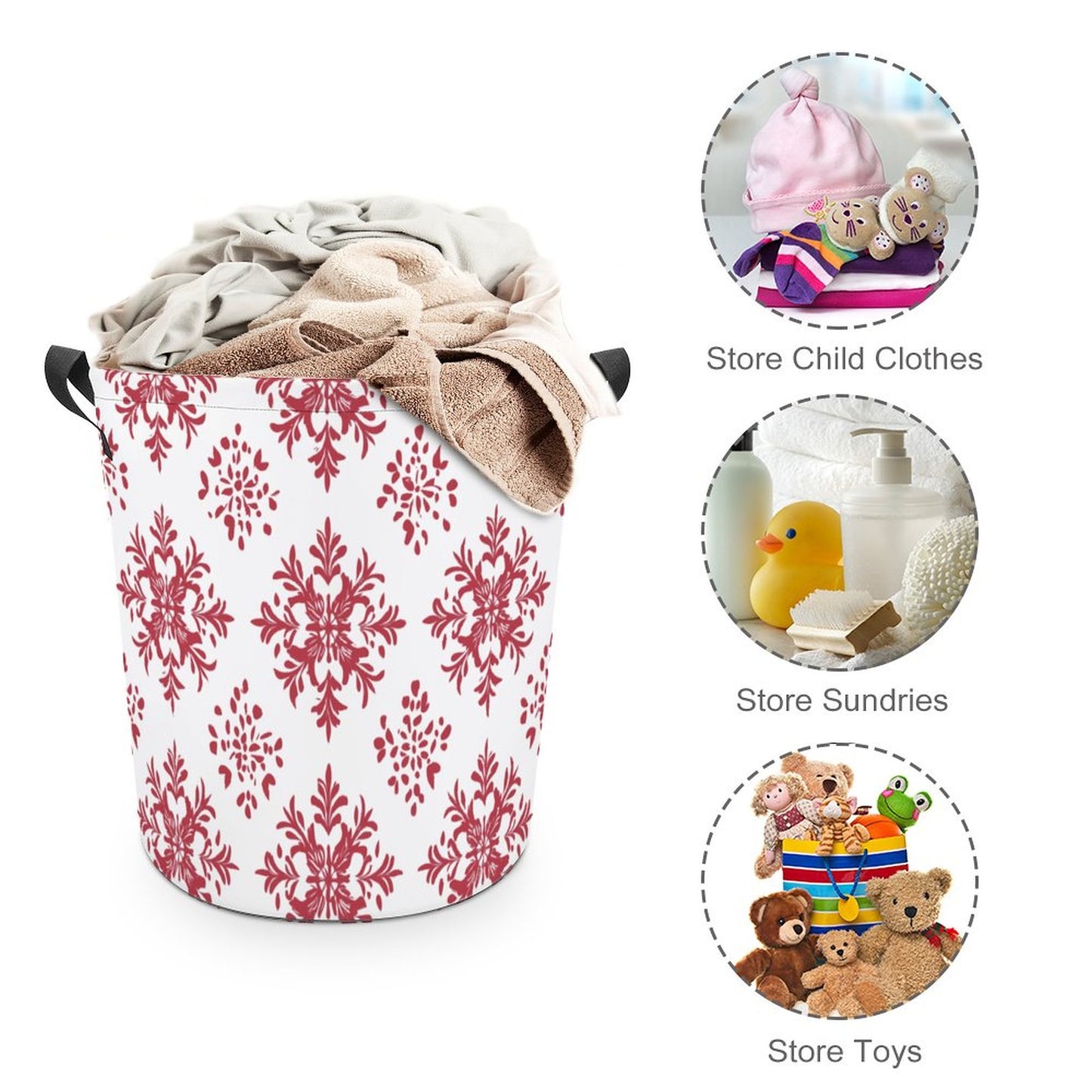 Collapsible Laundry Hamper- Elegant Snowflakes