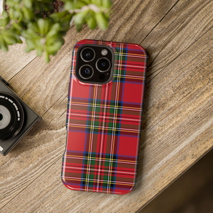 Impact-Resistant Phone Case-Holiday Tartan Plaid Red