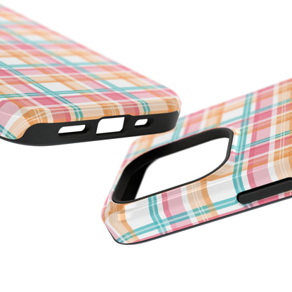 Impact-Resistant Phone Case - Summer Plaid Pink