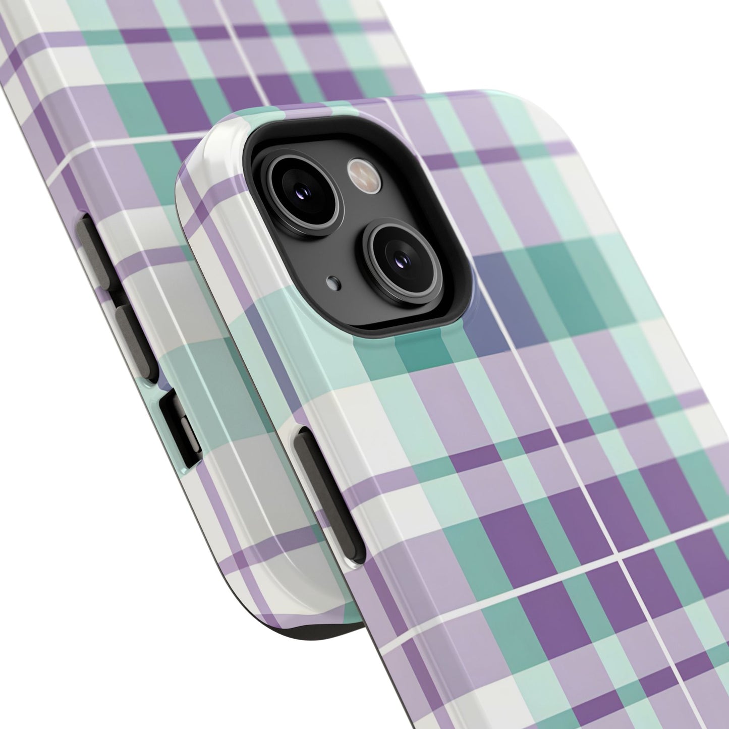 Impact-Resistant Phone Case - Spring Plaid Purple