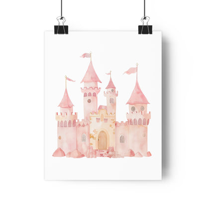 Giclée Art Print Watercolor Pink Princess Castle