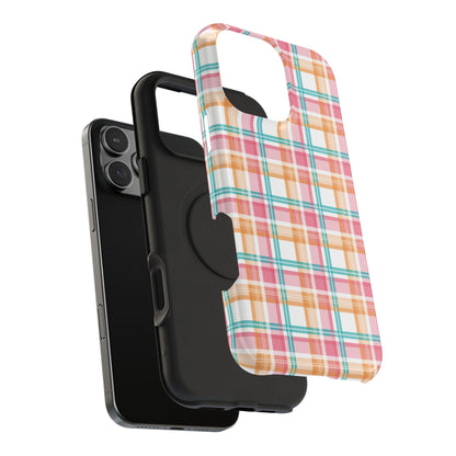 Impact-Resistant Phone Case - Summer Plaid Pink