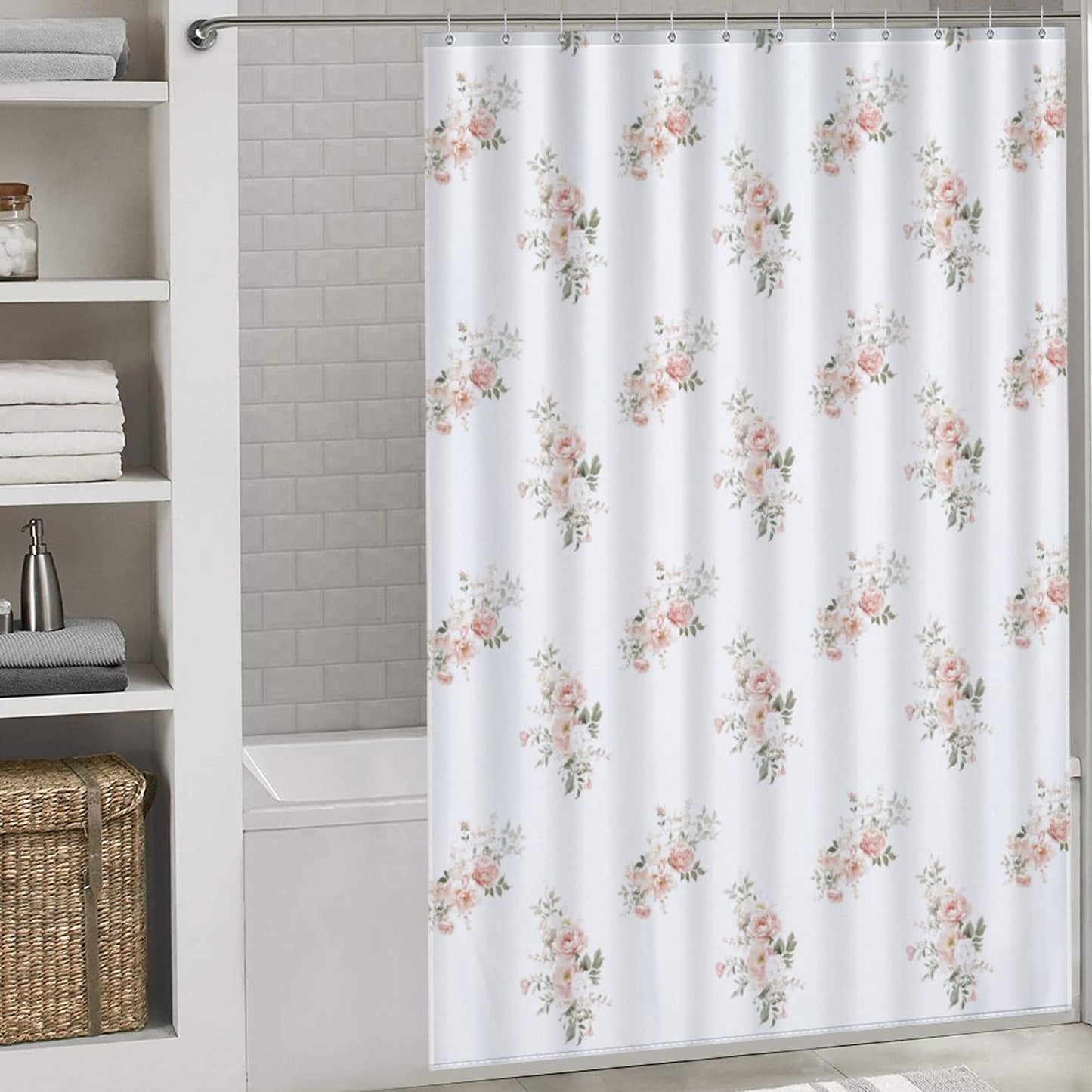 Lightweight Shower Curtain- Elegant Coral Floral