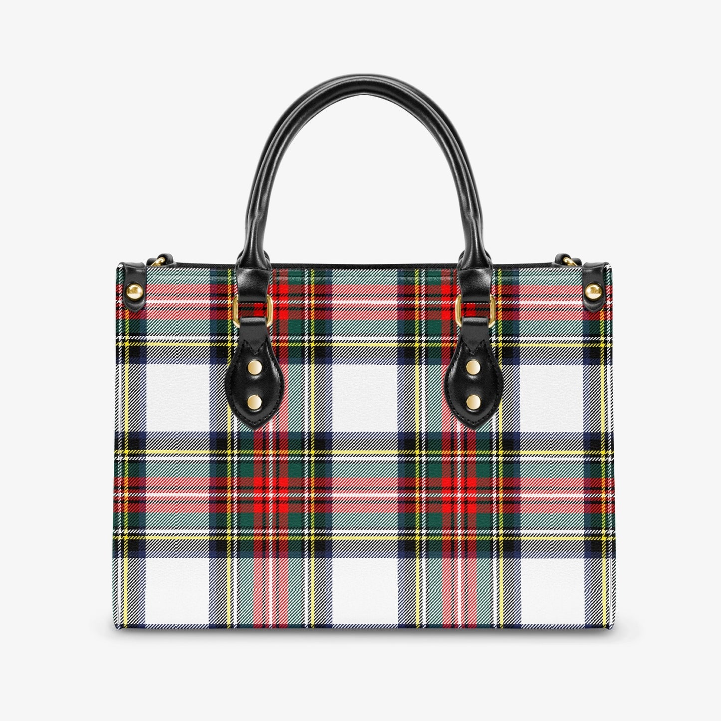 Structured Handbag- Holiday White Tartan Plaid