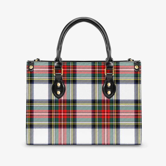 Structured Handbag- Holiday White Tartan Plaid