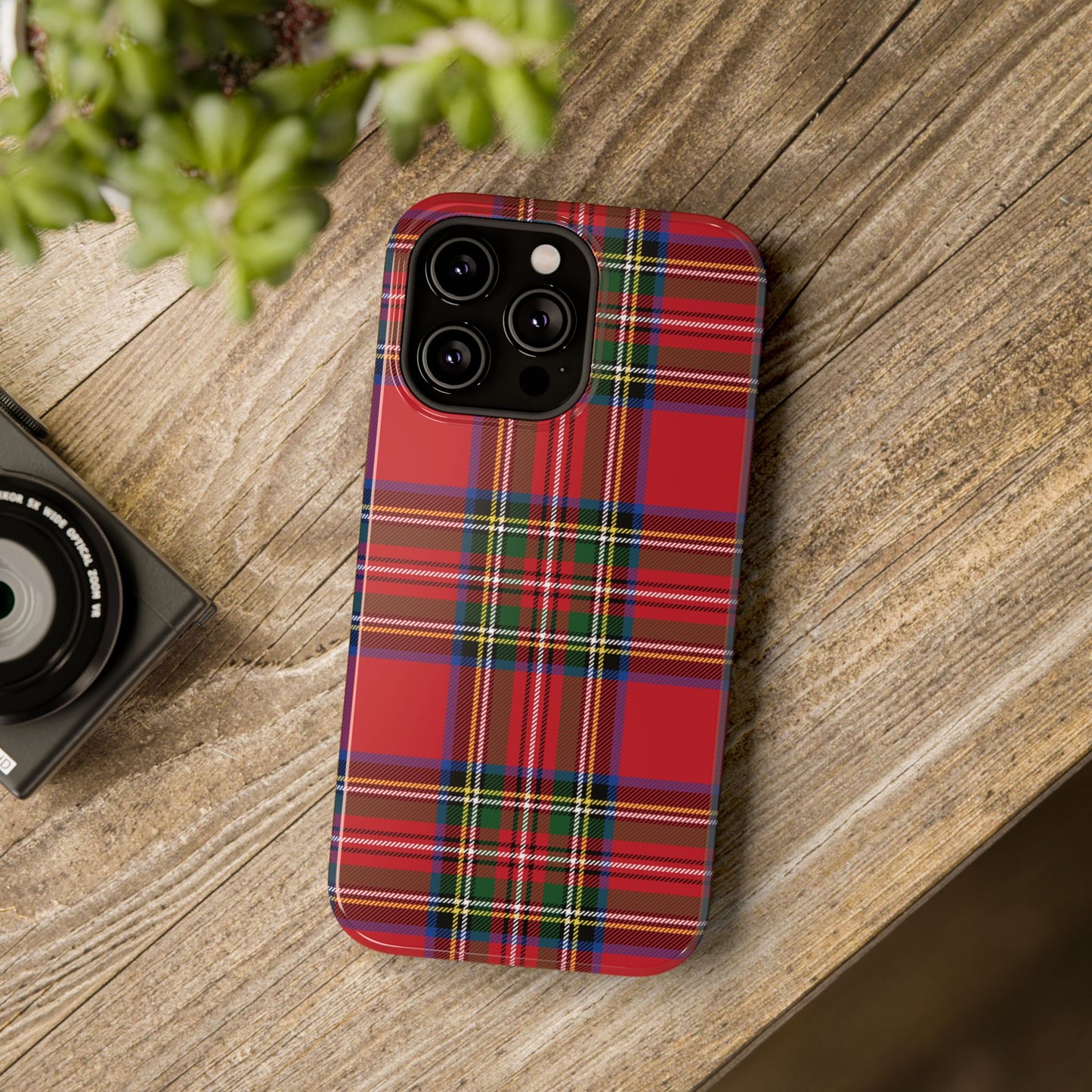 Impact-Resistant Phone Case-Holiday Tartan Plaid Red