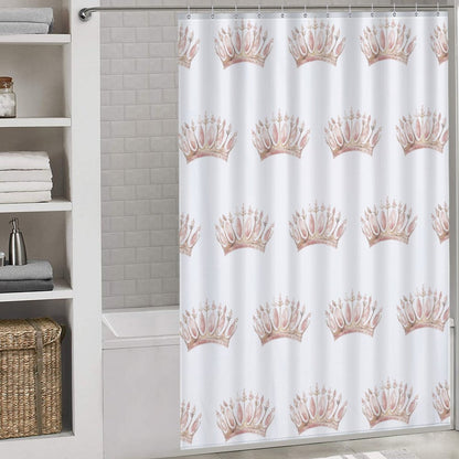 Lightweight Shower Curtain-Pink Princess Crowns