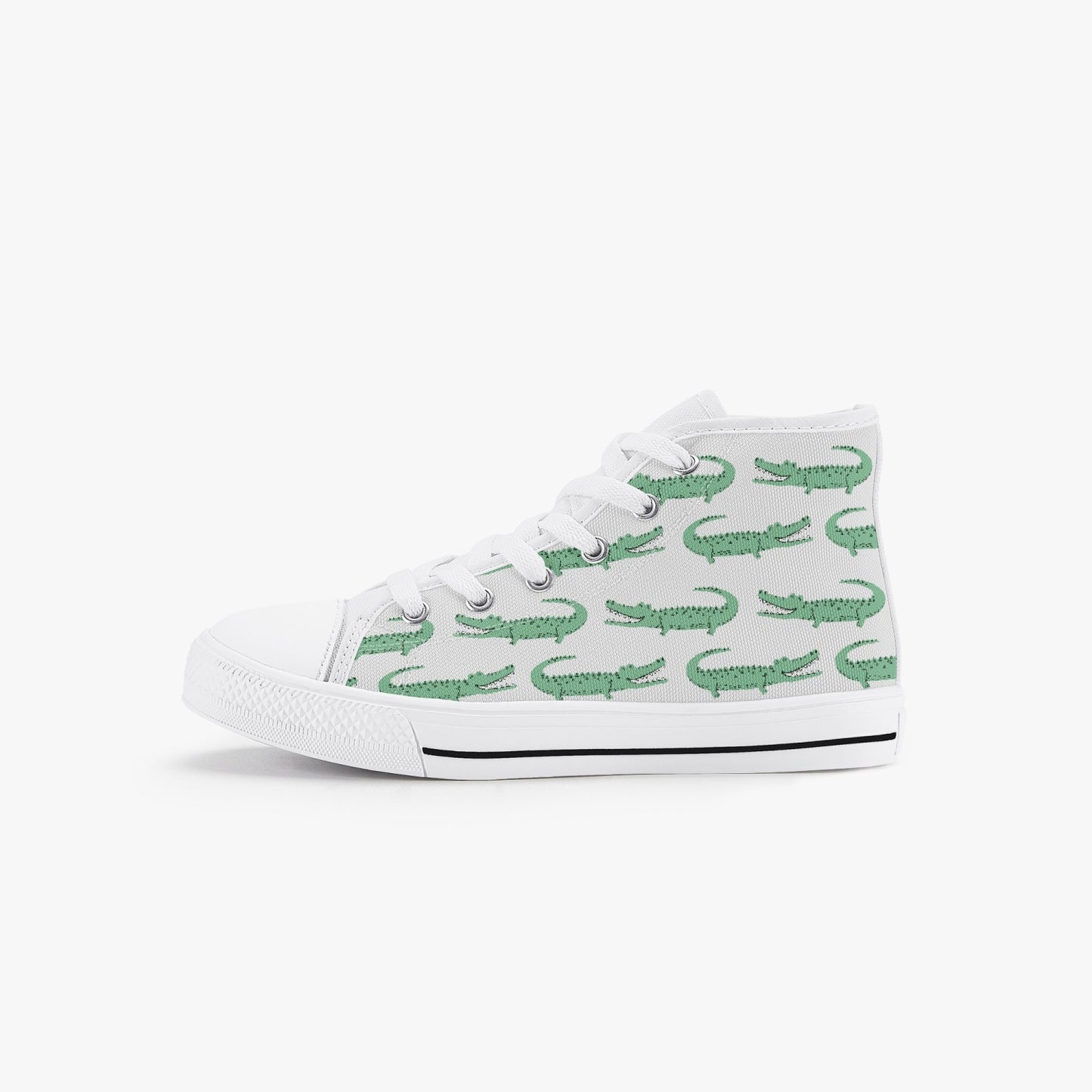 Boys Crocodile Green Kid’s High-Top Canvas Shoes