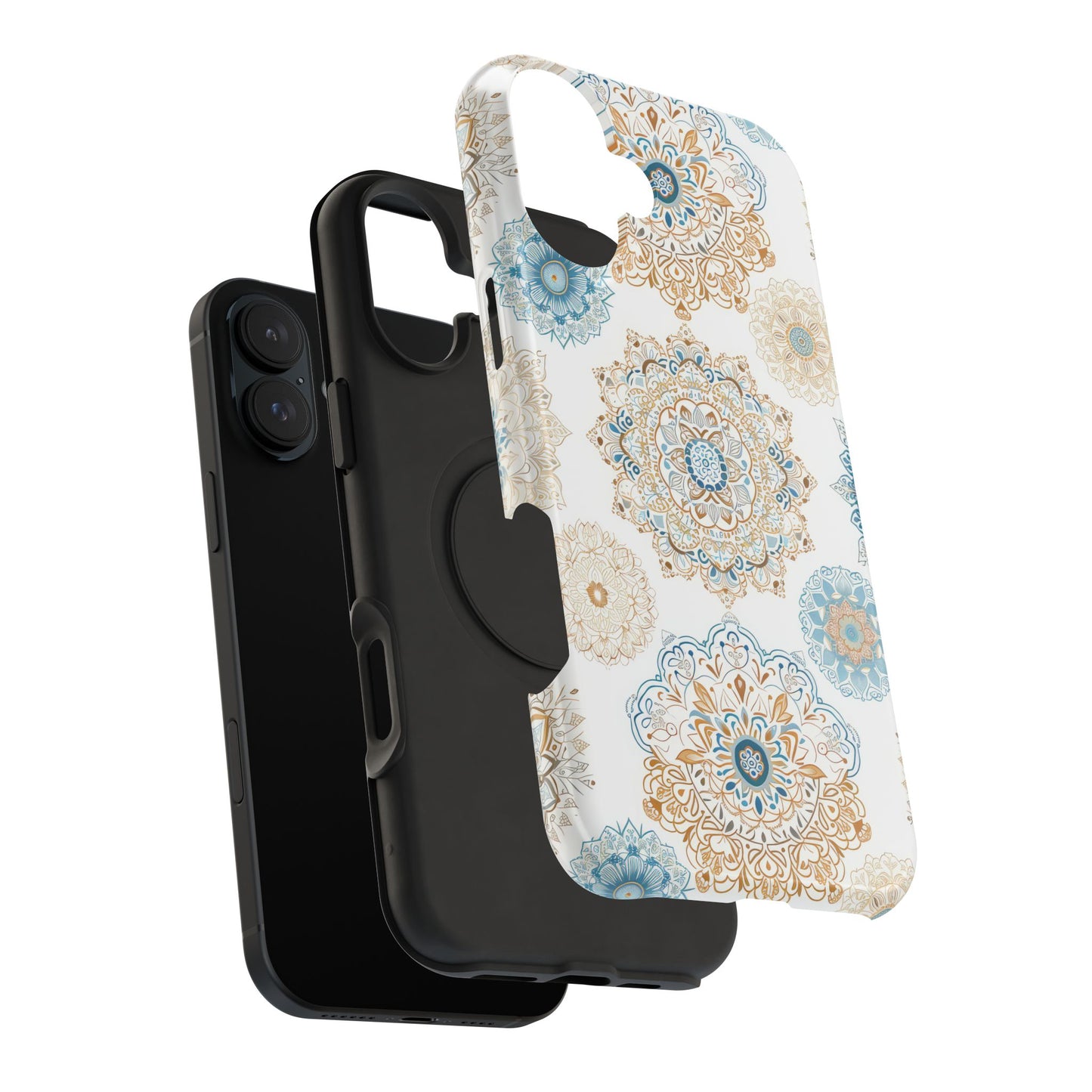 Impact-Resistant Cases, Blue Gold Boho Fun