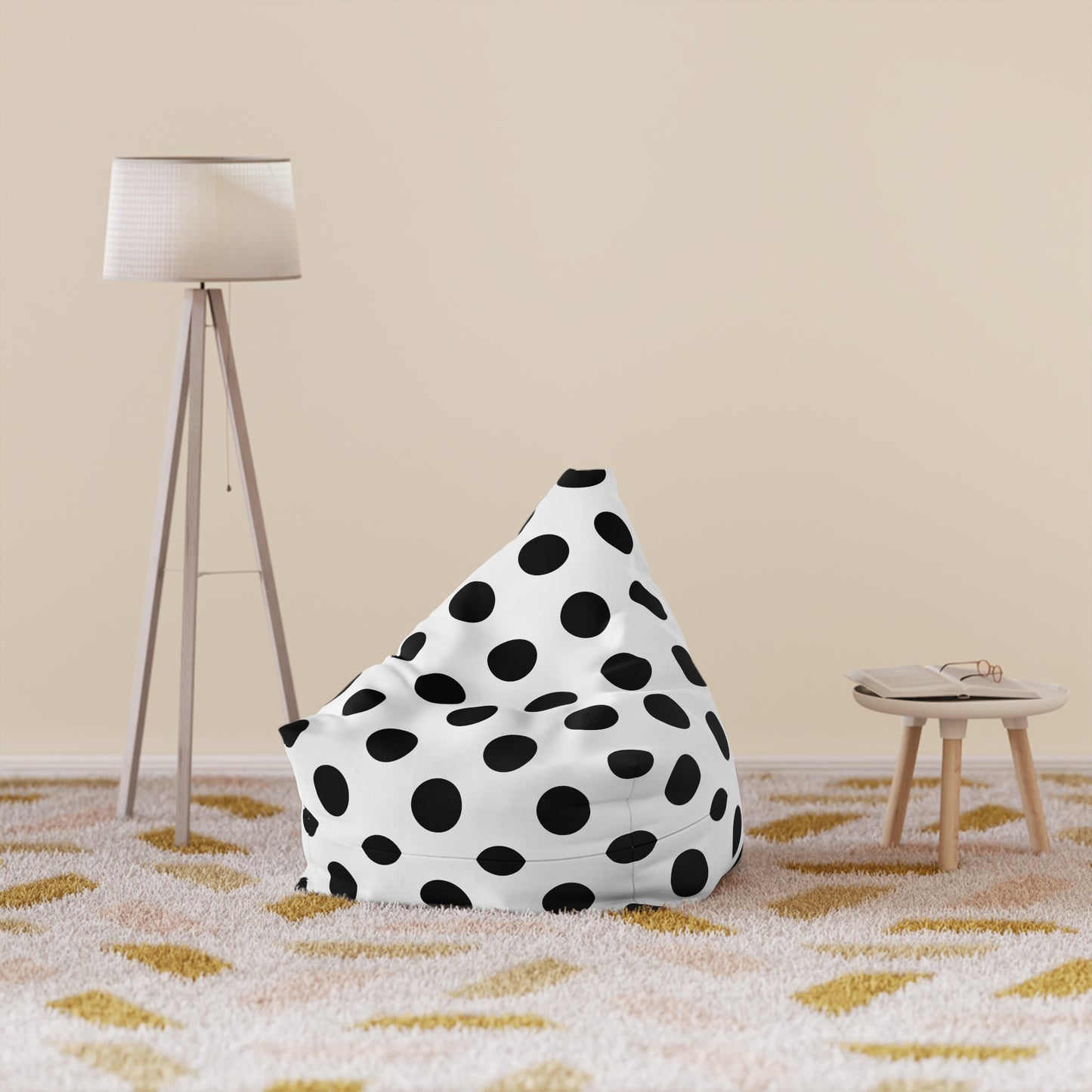 Black and White Polka Dot Bean Bag Chair Cover