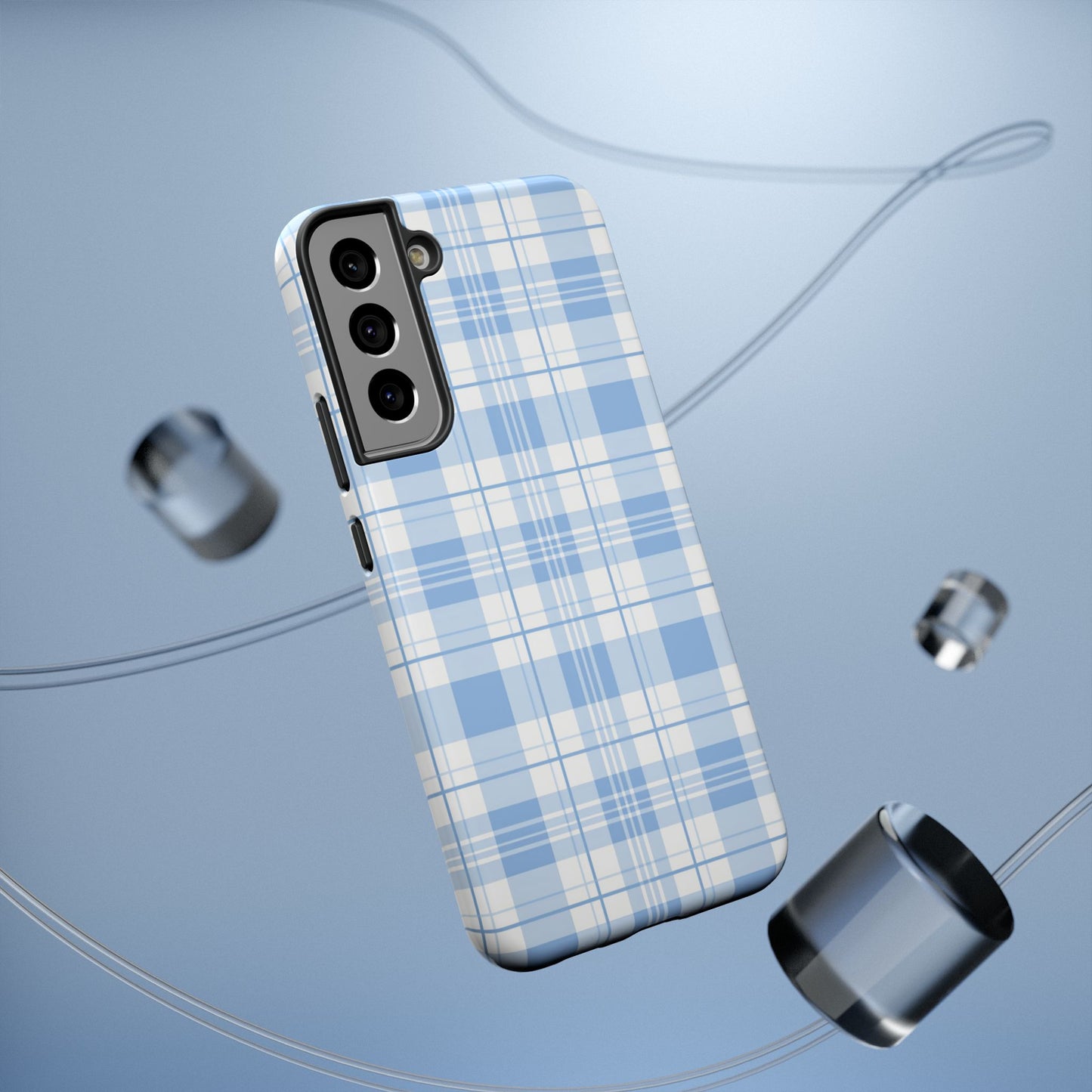 Impact-Resistant Phone Case - Easter Plaid Blue