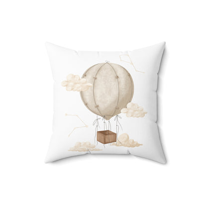 Spun Polyester Square Pillow with Removable Cover Watercolor Neutral Balloon Sandcastles