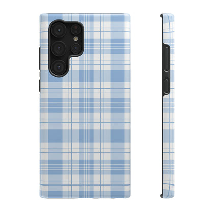 Impact-Resistant Phone Case - Easter Plaid Blue