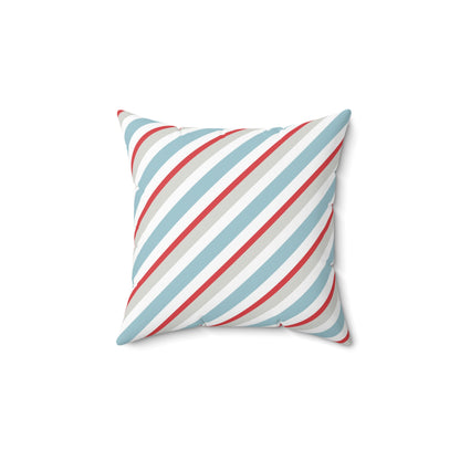 Spun Polyester Square Pillow with Removable Cover Beach Baby Sailboat Stripes