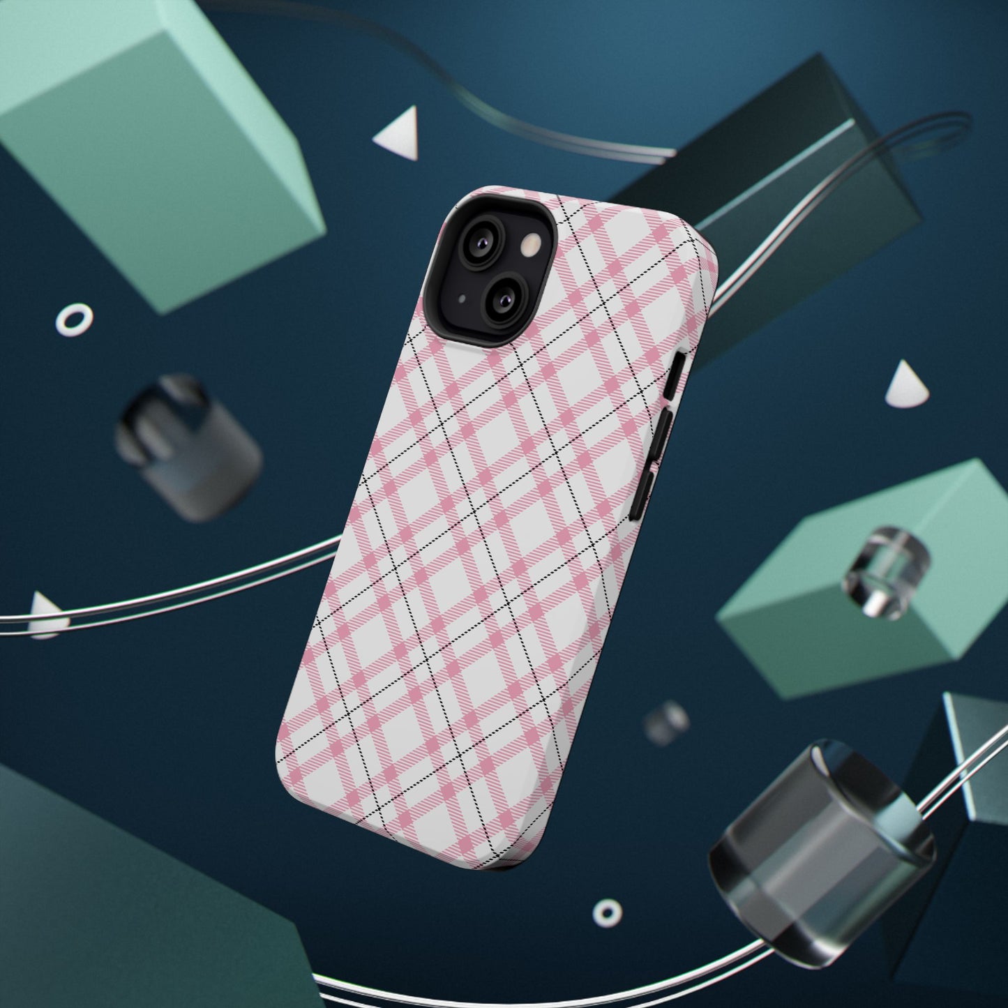 Impact-Resistant Phone Case - Pink Black Plaid