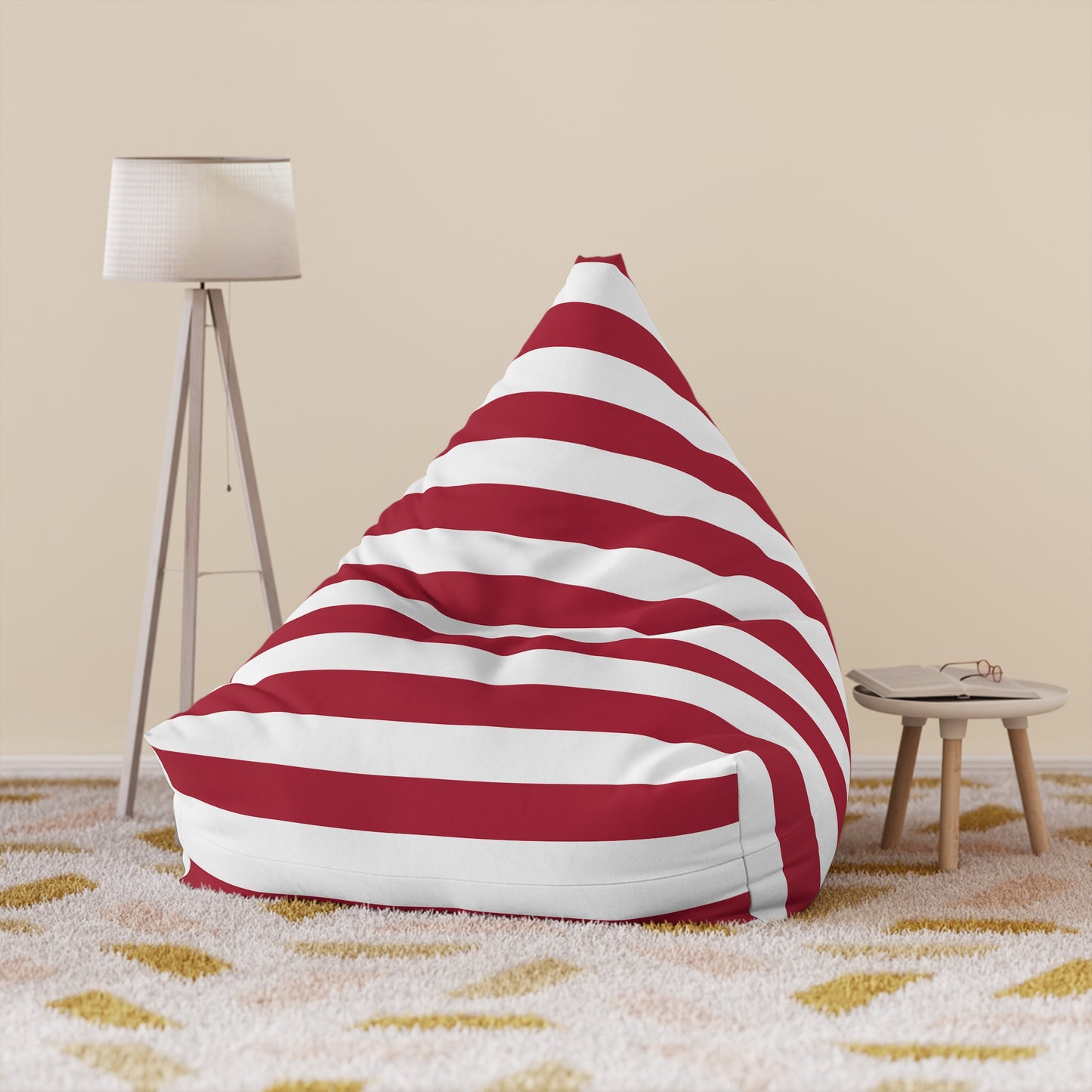 Nautical Stripe Red Bean Bag Chair Cover