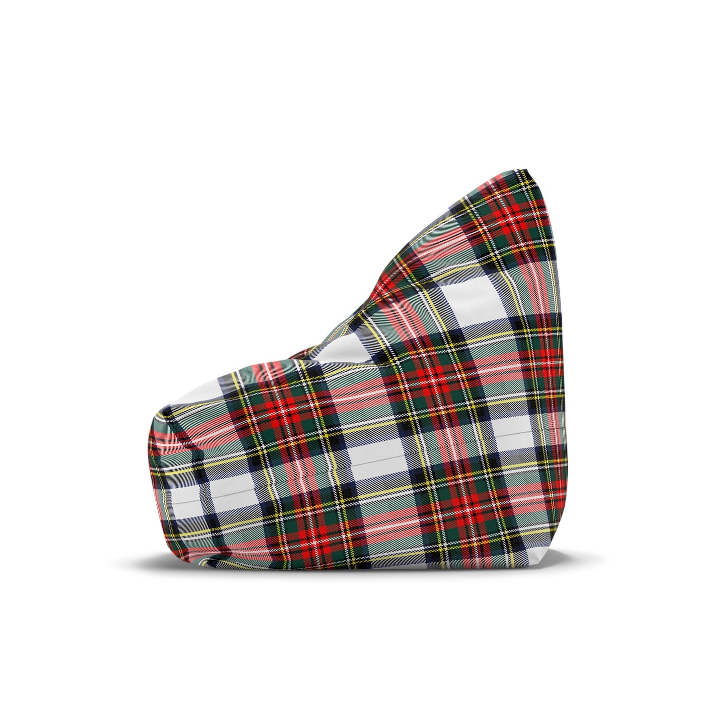 Christmas Tartan Plaid White Bean Bag Chair Cover