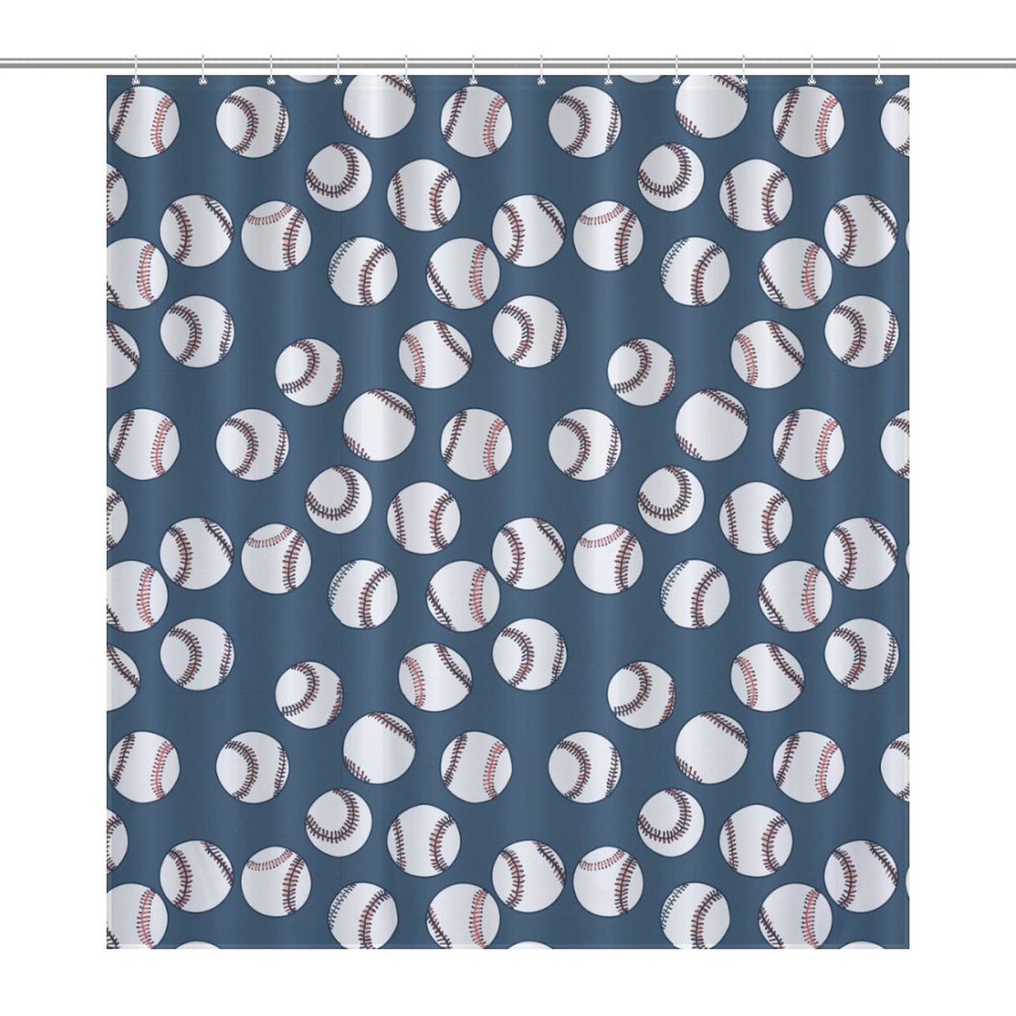 Lightweight Shower Curtain- Baseball Blues