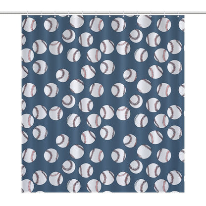 Lightweight Shower Curtain- Baseball Blues