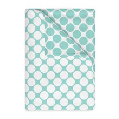 Velveteen Microfiber Two-sided Polished Polka Dots Aqua White