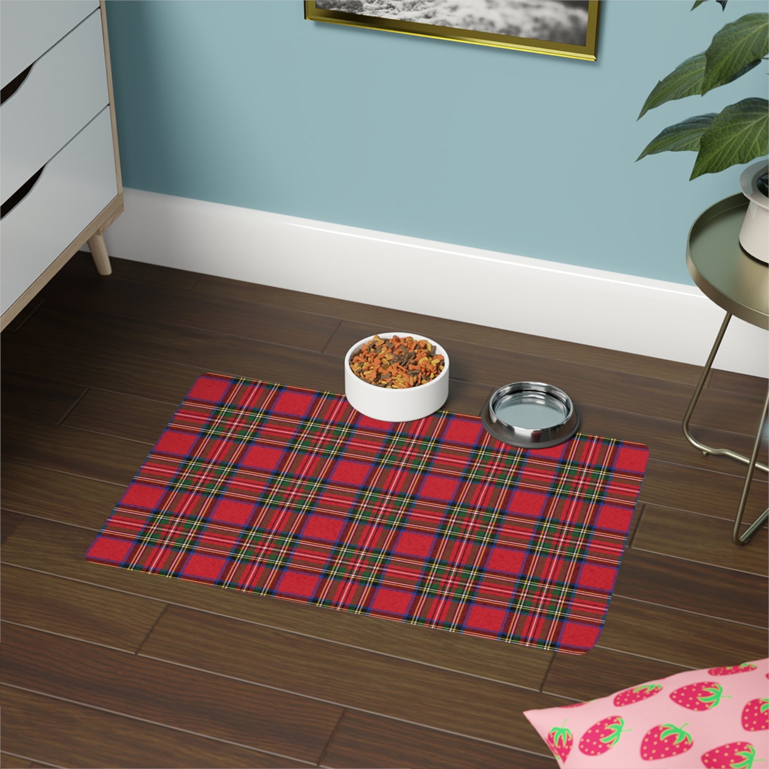 Pet Food Mat- Holiday Tartan Plaid