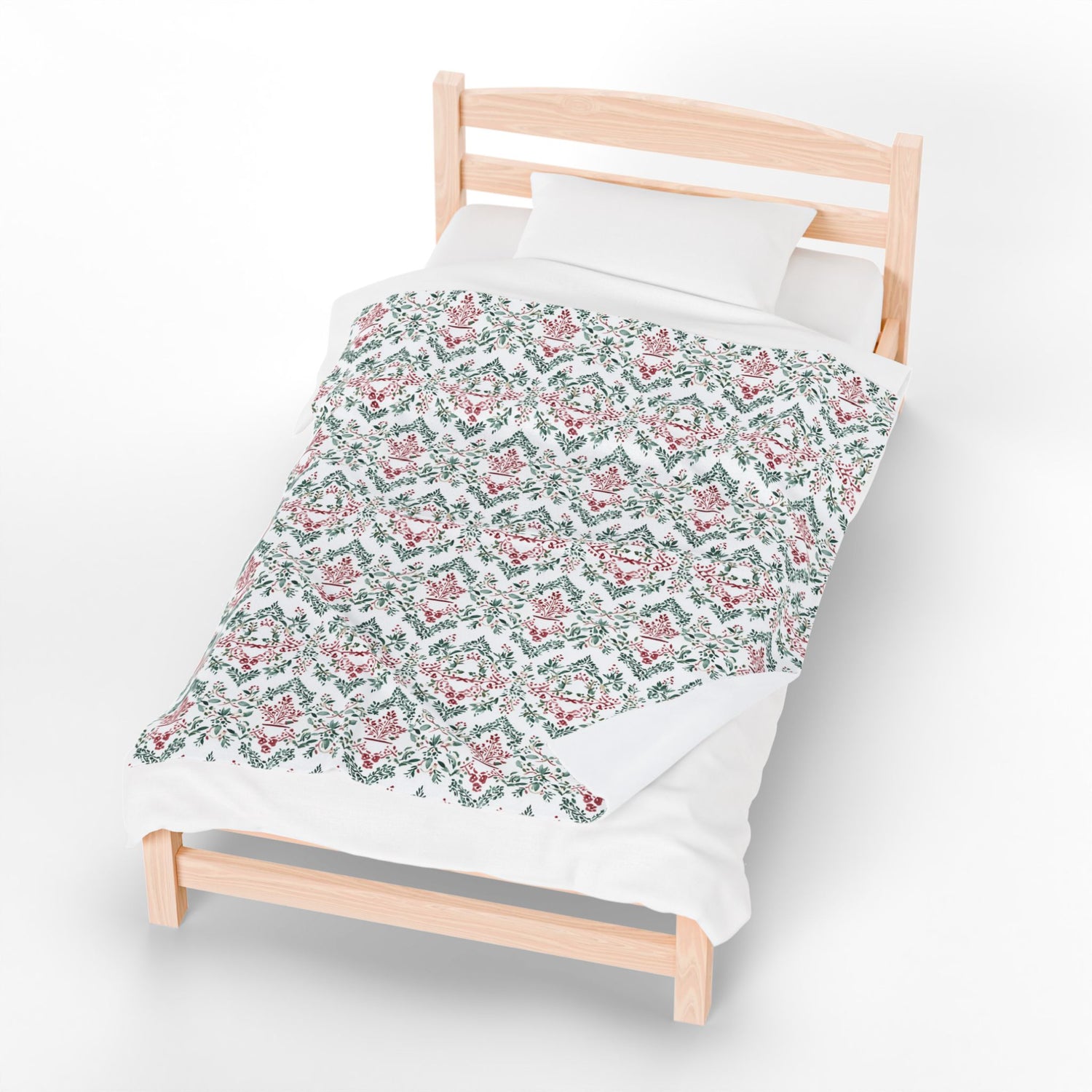 Festive Red and Green Cozy Velveteen Plush Blanket