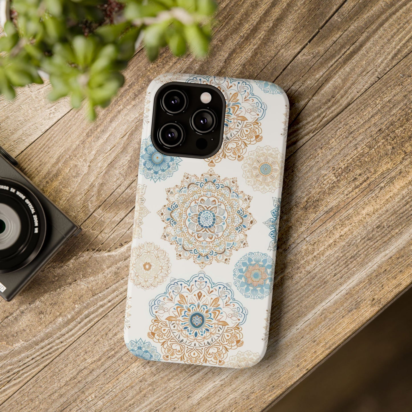 Impact-Resistant Cases, Blue Gold Boho Fun