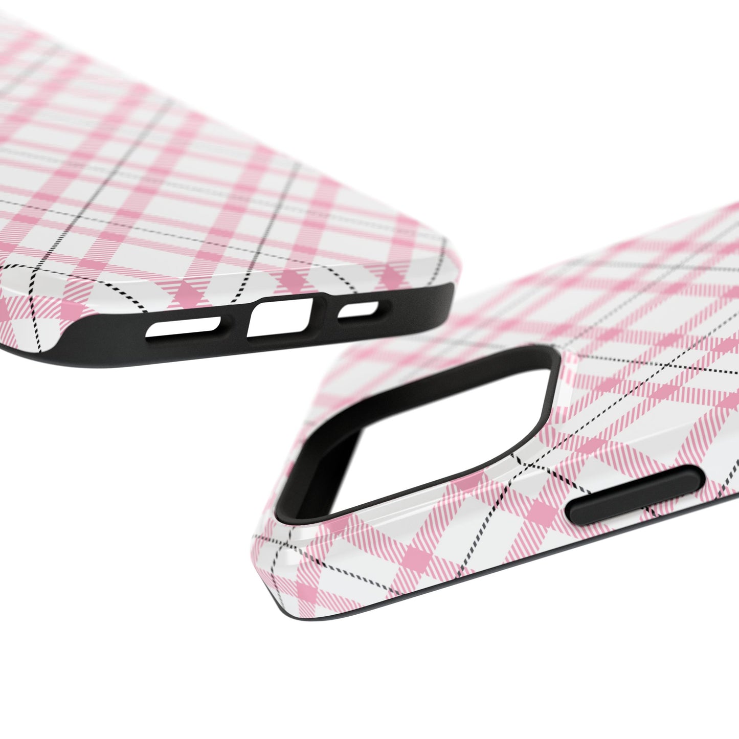 Impact-Resistant Phone Case - Pink Black Plaid