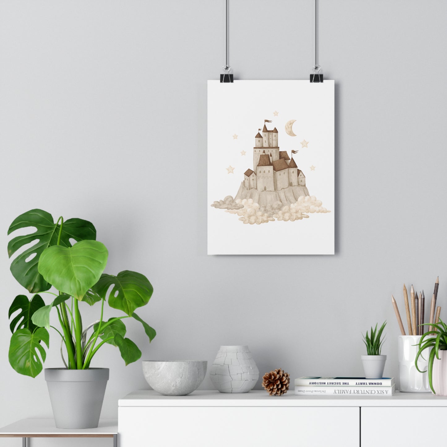 Giclée Art Print Watercolor Memories of Dreams Neutral Sandcastle