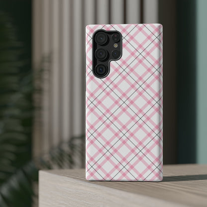 Impact-Resistant Phone Case - Pink Black Plaid