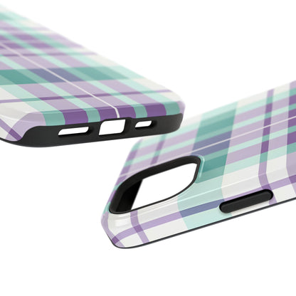 Impact-Resistant Phone Case - Spring Plaid Purple