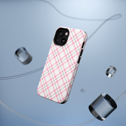 Impact-Resistant Phone Case - Pink Black Plaid