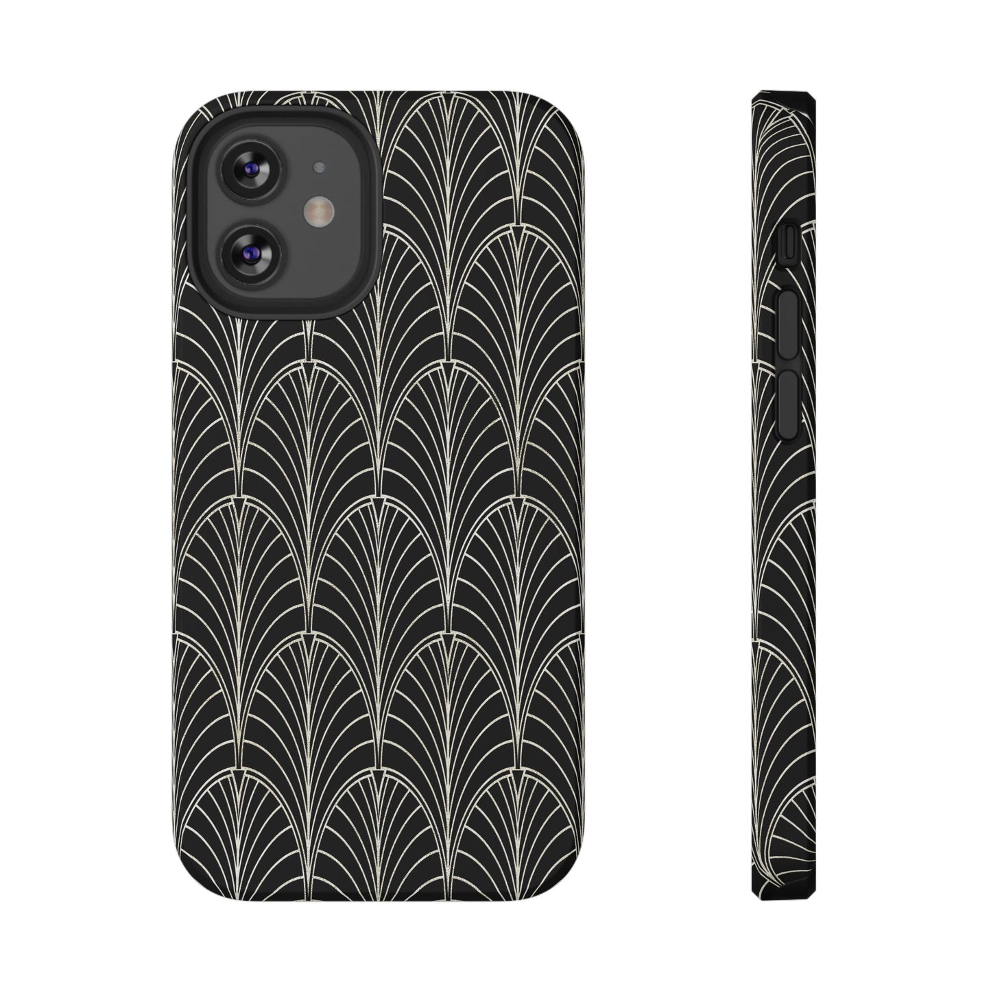 Impact-Resistant Phone Case- Art Deco Black Beige