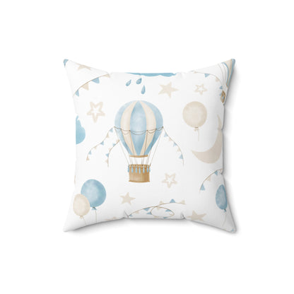 Spun Polyester Square Pillow with Removable Cover Watercolor Balloon Clouds Blue