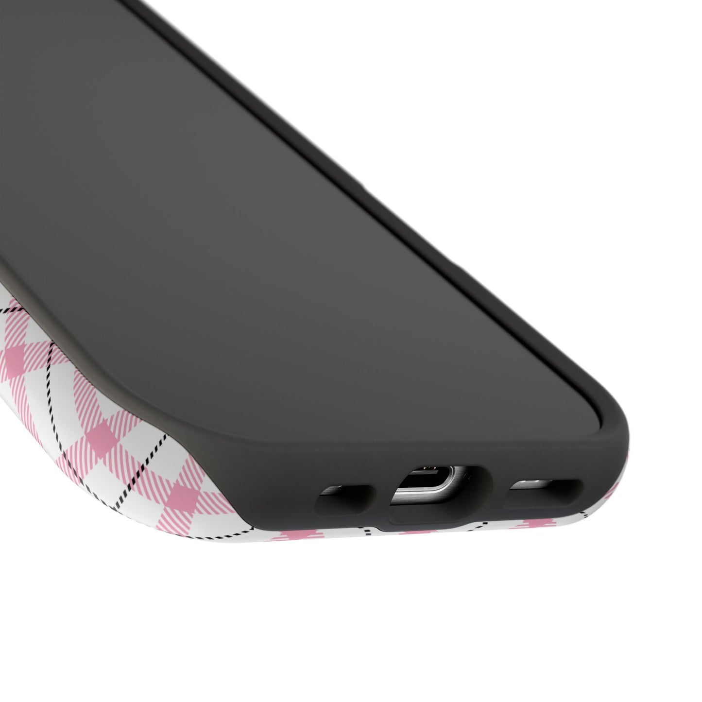 Impact-Resistant Phone Case - Pink Black Plaid