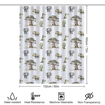 Lightweight Shower Curtain-Watercolor Safari