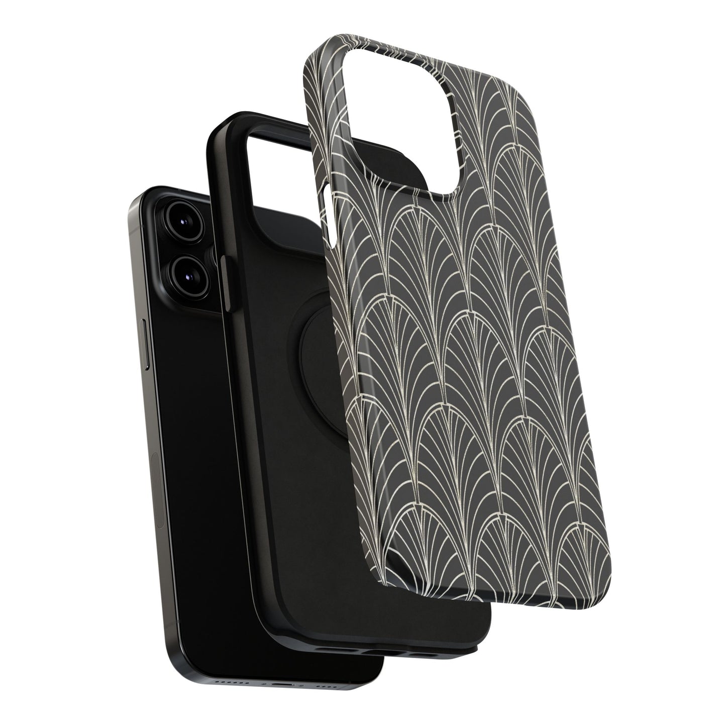 Impact-Resistant Phone Case- Art Deco Black Beige