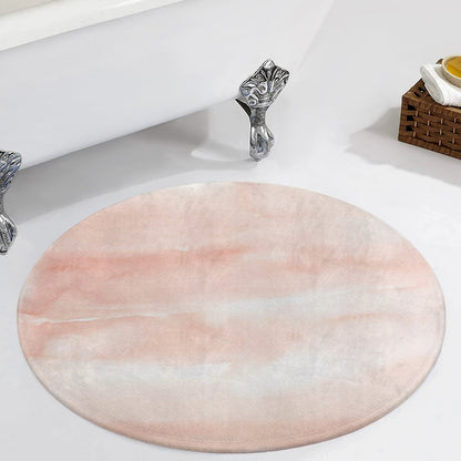 Round Plush Bath Mat- Morning Stories Coral