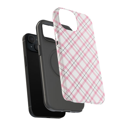 Impact-Resistant Phone Case - Pink Black Plaid