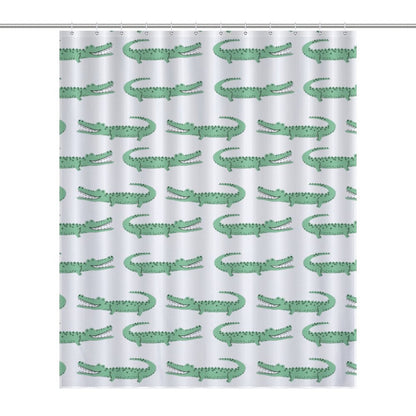 Lightweight Shower Curtain- Preppy Crocodiles