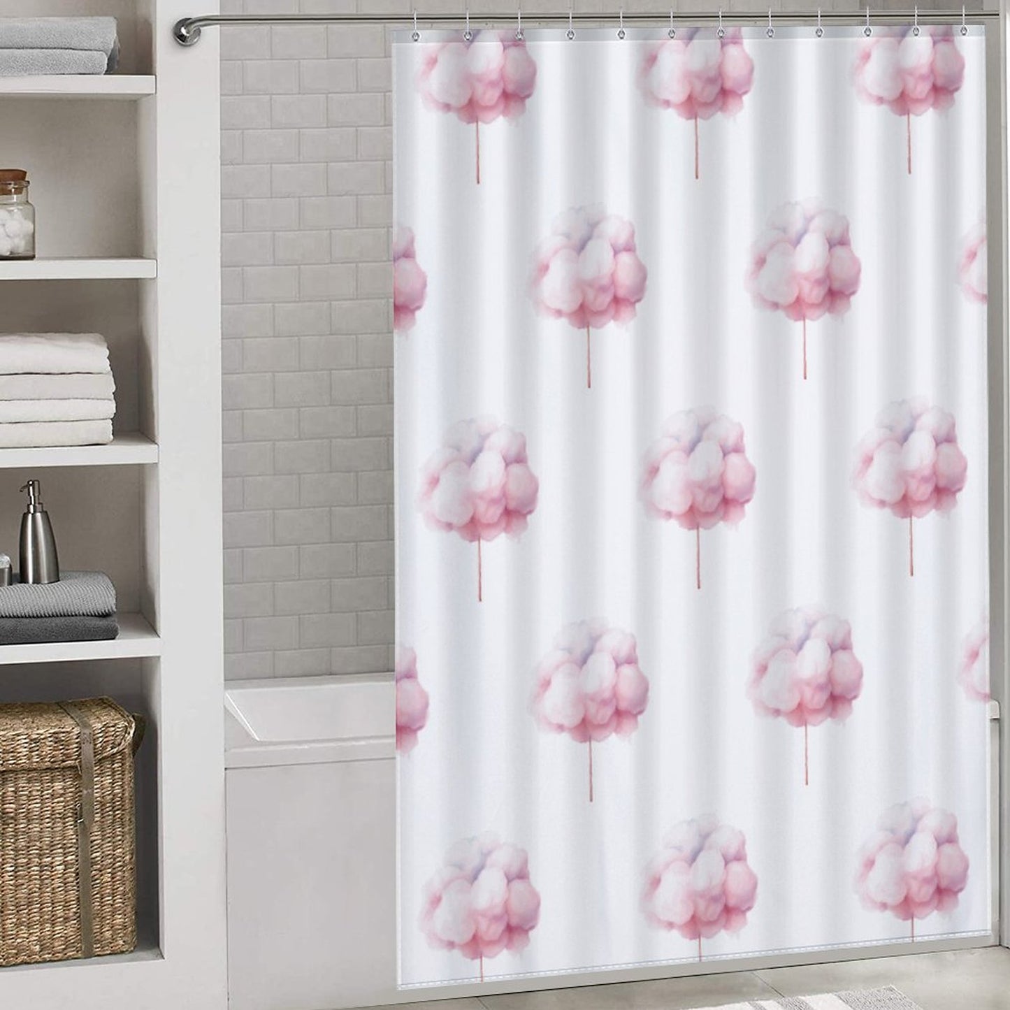 Lightweight Shower Curtain- Watercolor Cotton Candy