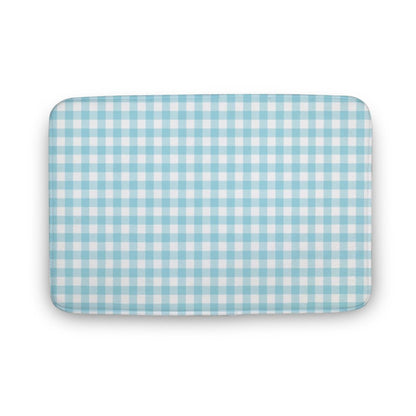 Plush Bath Mat- Spring Gingham Aqua