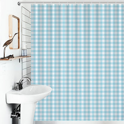 Lightweight Shower Curtain- Spring Gingham Aqua