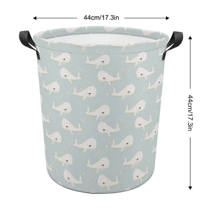 Collapsible Laundry Hamper- Beach Baby Whales