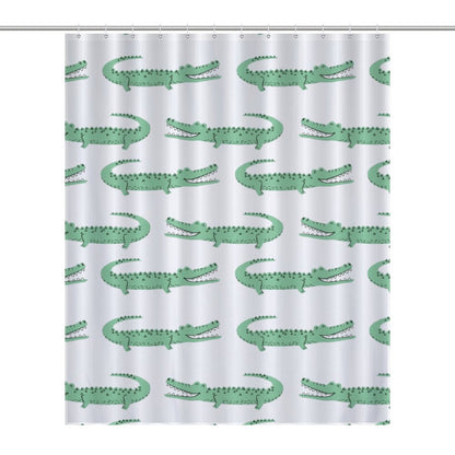 Lightweight Shower Curtain- Preppy Crocodiles