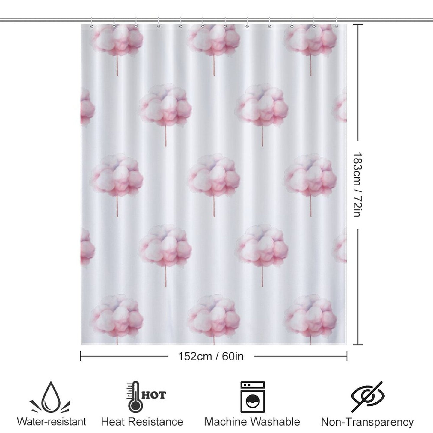 Lightweight Shower Curtain- Watercolor Cotton Candy