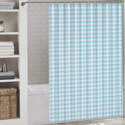 Lightweight Shower Curtain- Spring Gingham Aqua