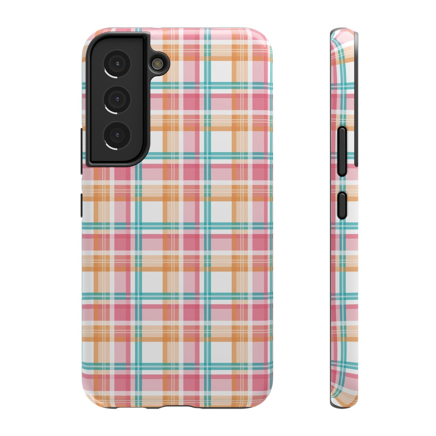 Impact-Resistant Phone Case - Summer Plaid Pink